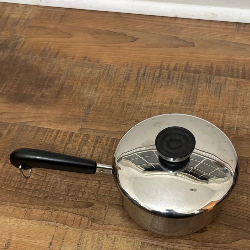 Vintage Revere Ware Stainless Steel 1 Qt Saucepan Pot w/ Lid rare collectible